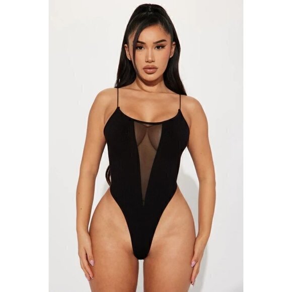 Bozzolo Just Can't Get Enough‎ Thong Bottom Mesh Bodysuit Black Size M RefFNB3 - Picture 1 of 7